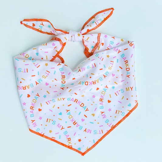 It’s My Barkday sprinkles dog birthday bandana with colorful text
