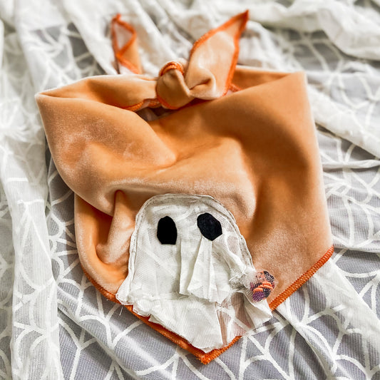 PRE ORDER Boo! Glowing Trick or treat ghostie dog bandana pet accessory
