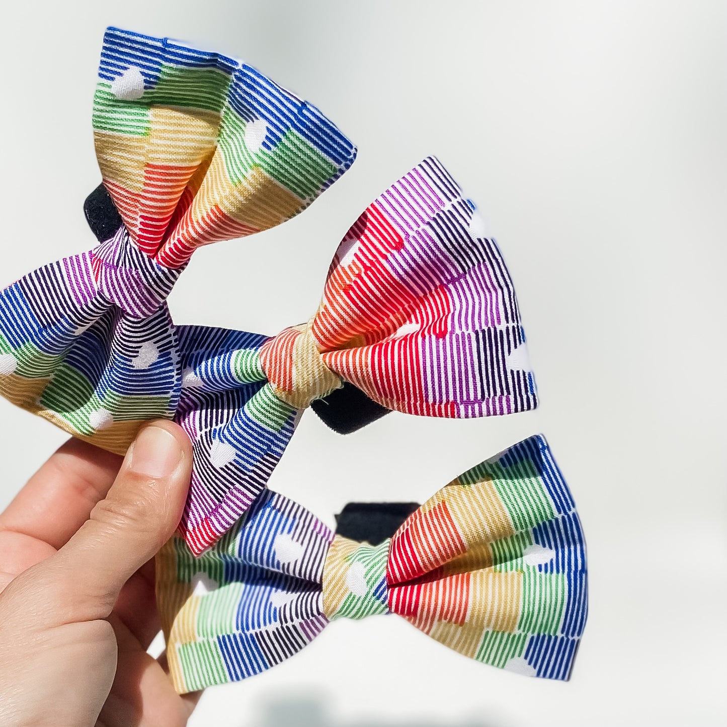 Rainbow hearts Pride dog bow tie accessory