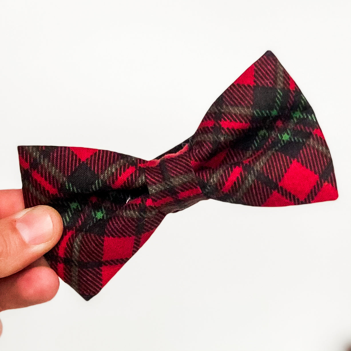 Christmas plaid red and green dog bow tie pet accessory