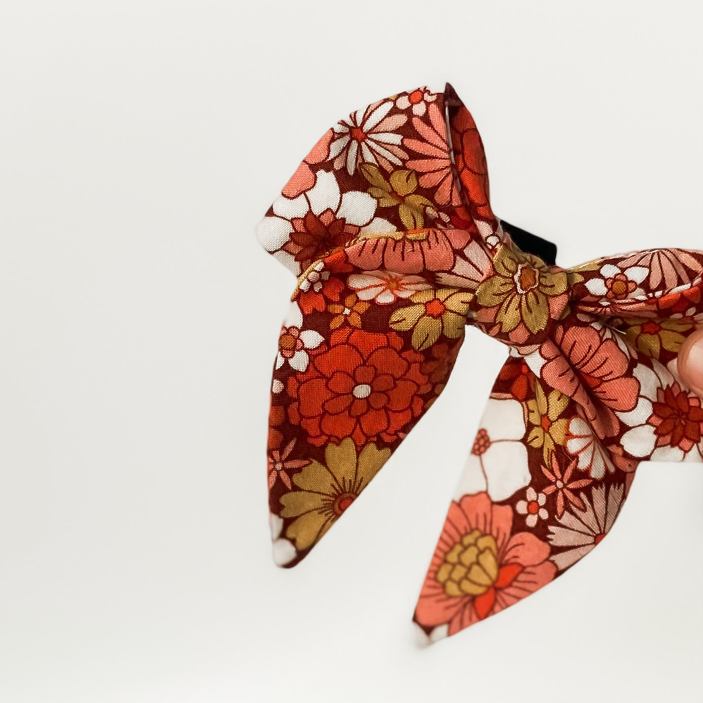 Warm retro floral dog sailor bow accessory