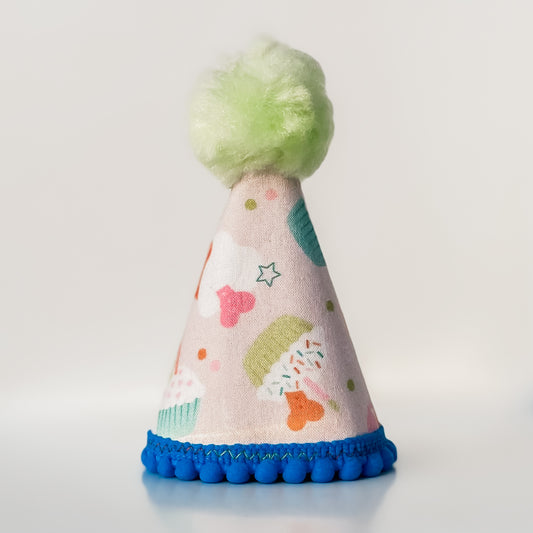 Bright pupcakes and sprinkles dog party hat dog birthday accessory