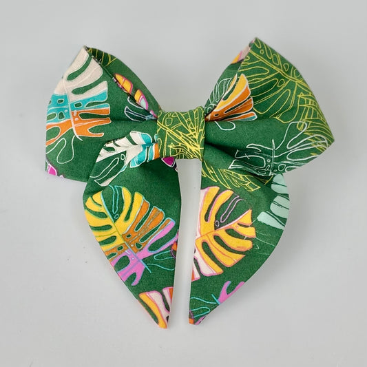 Tropical plants dog sailor bow accessory
