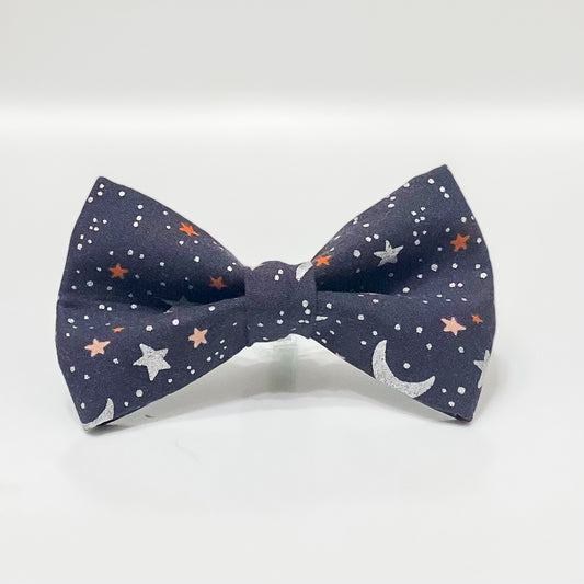 Halloween night sky dog bow tie