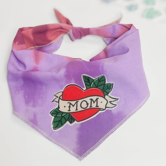 Love Mom tattoo heart rose dog bandana