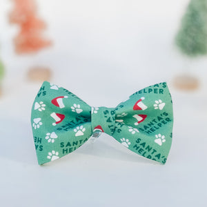 Santa’s Helper green dog bow tie pet accessory