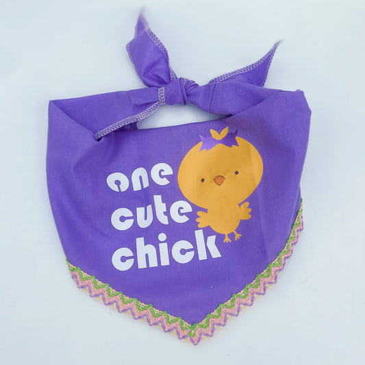 One cute chick embroidered Easter dog bandana pet accessory