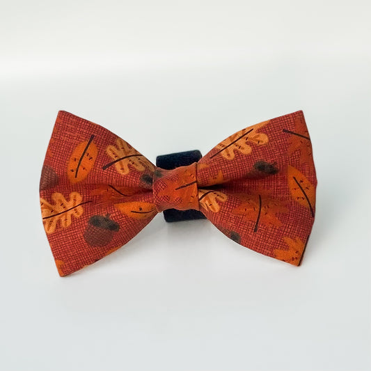 Fall acorns and leaves orange and gold dog bow
