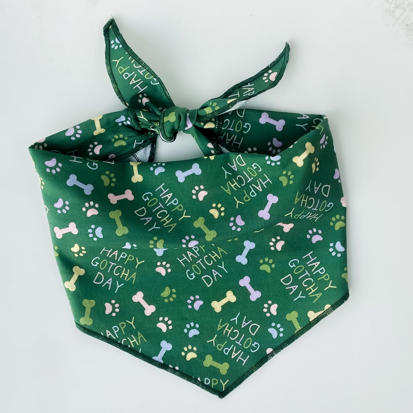Happy Gotcha Day! Dog birthday bandana with paws and bones gender neutral