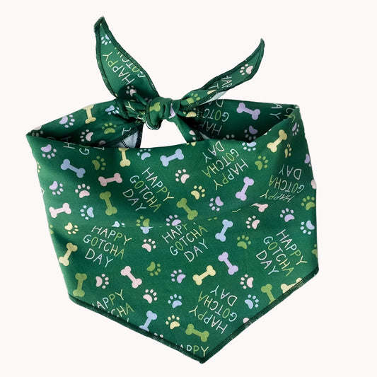 Happy Gotcha Day! Dog birthday bandana with paws and bones gender neutral