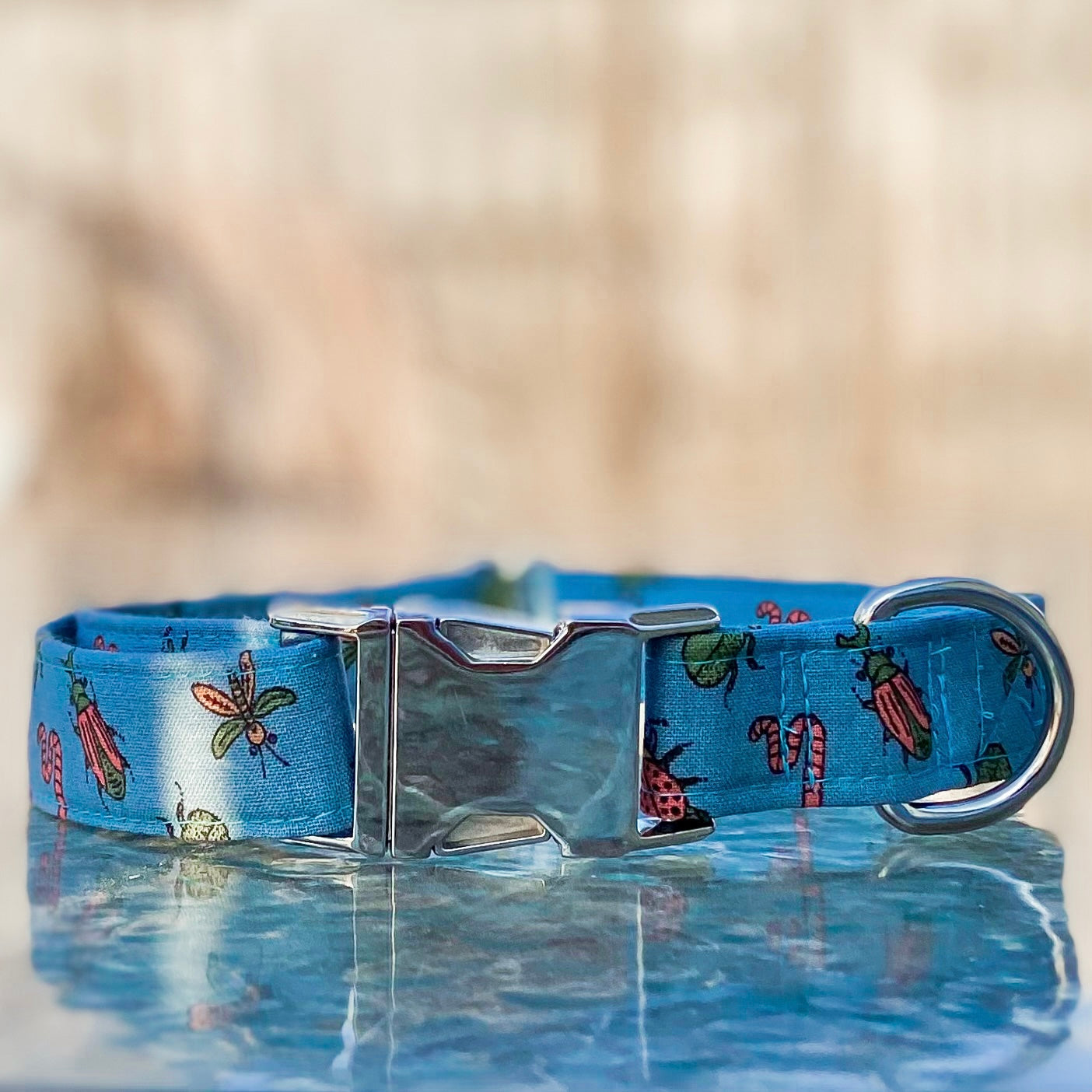 Buggin out colorful bugs and beetles dog collar
