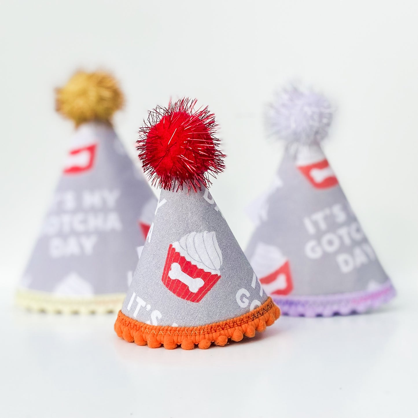 Pawty hat Gotcha day scarlet and gray dog birthday party