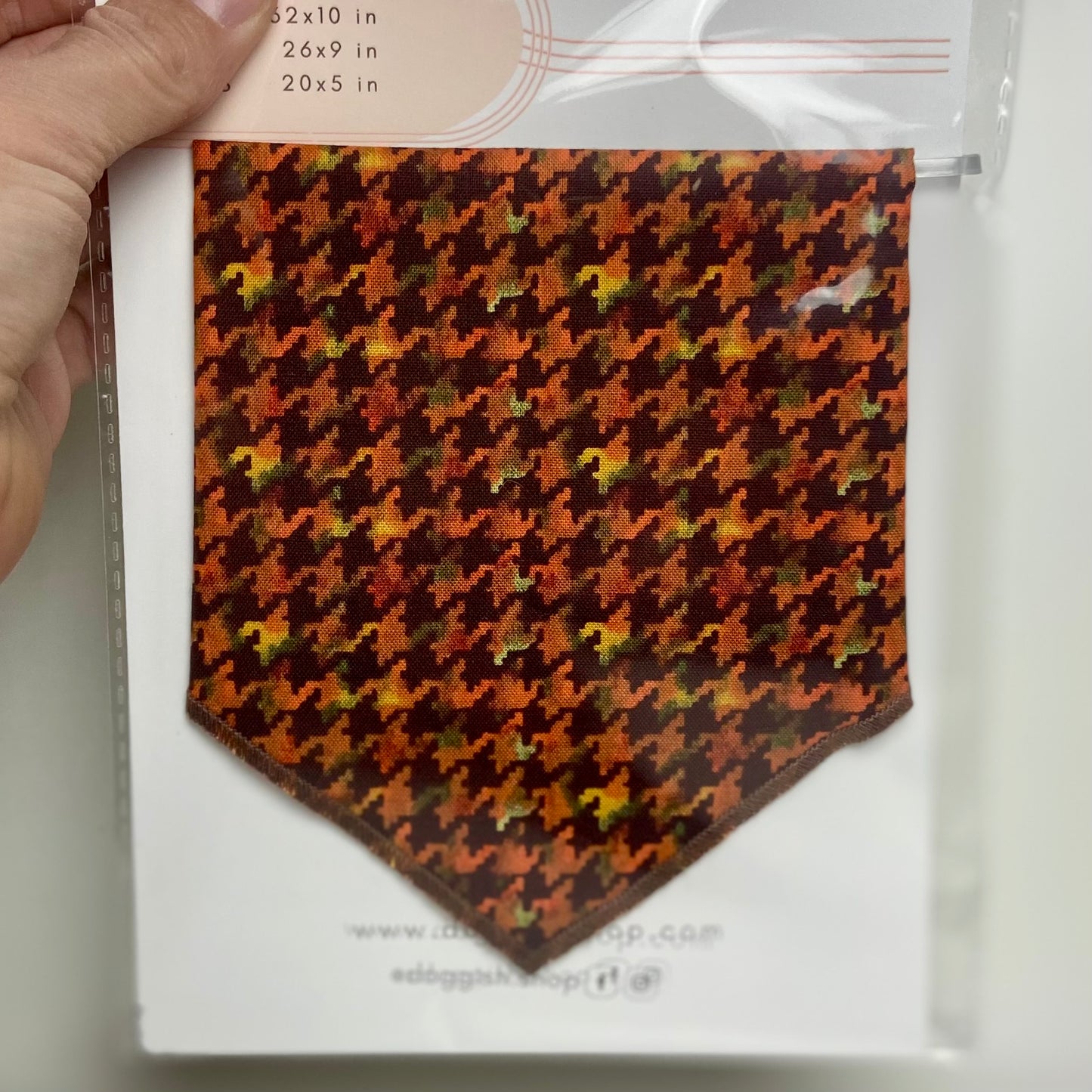 Brown and orange houndstooth dog bandana