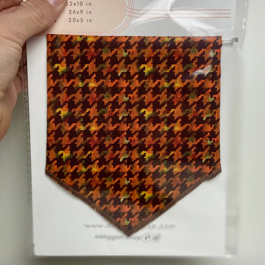 Brown and orange houndstooth dog bandana