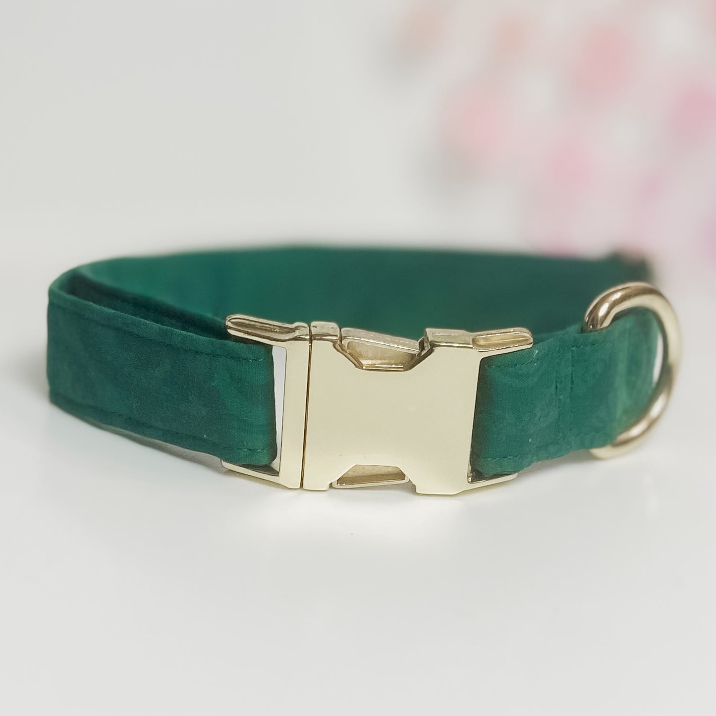 Garden Party evergreen dog collar upcycled fabric