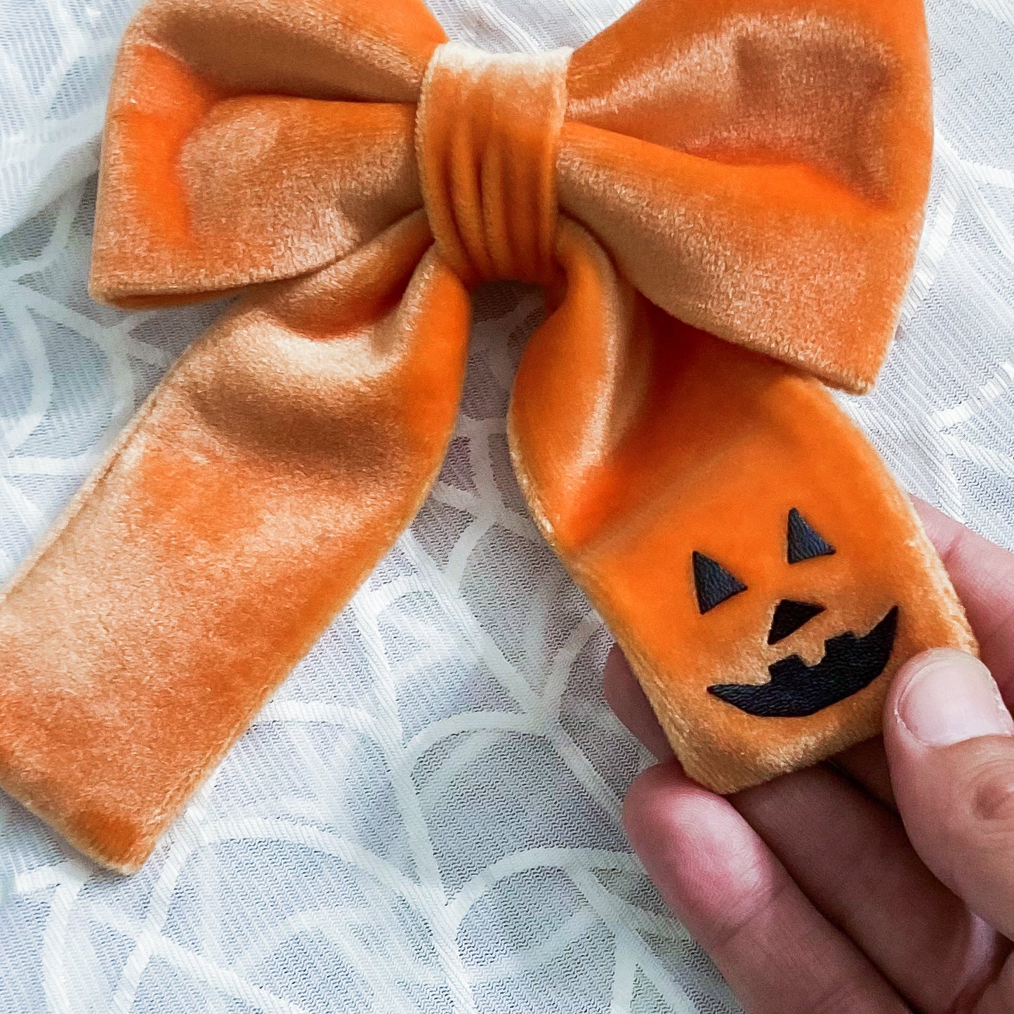 Hello pumpkin Halloween dog deluxe sailor bow accessory