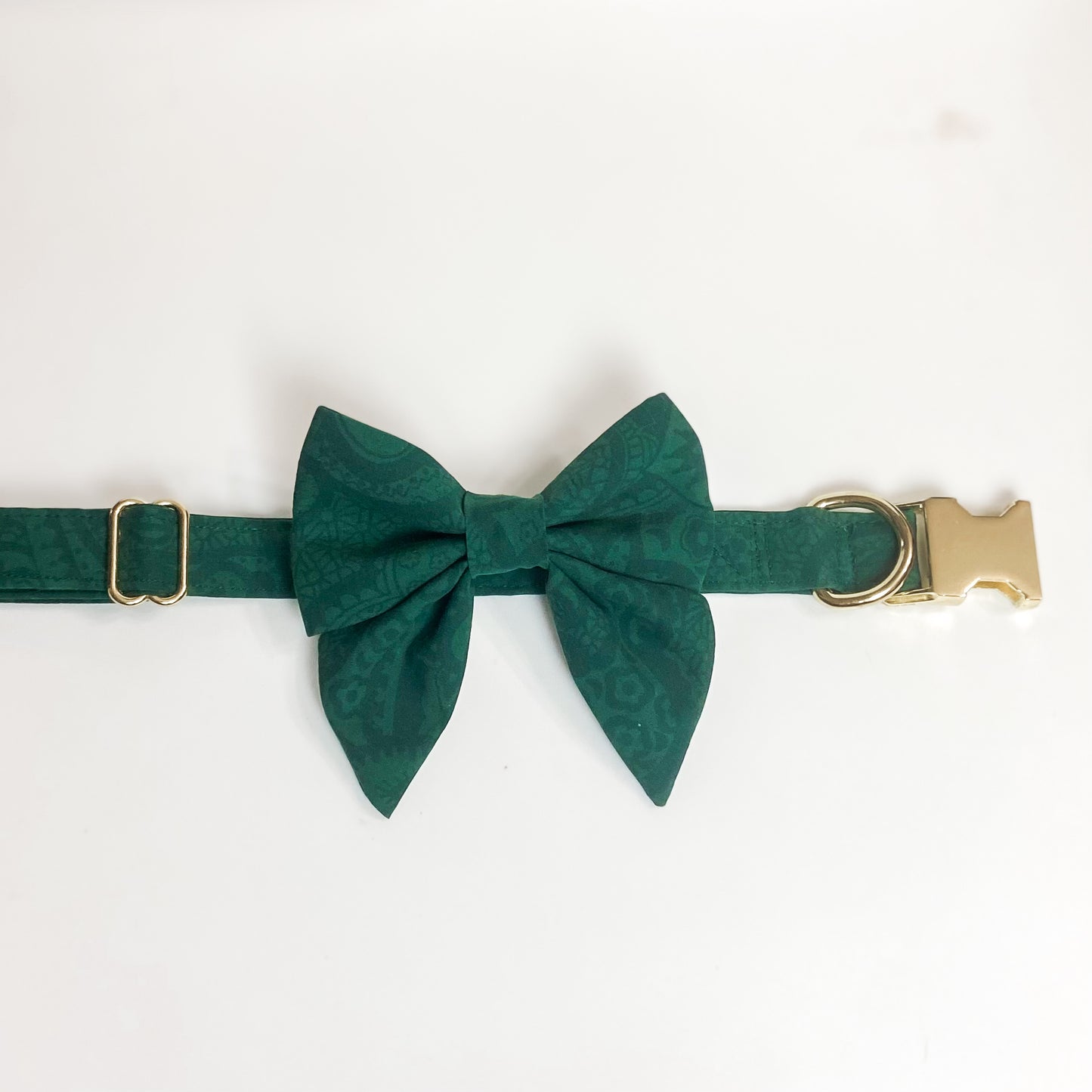 Garden Party evergreen dog collar upcycled fabric