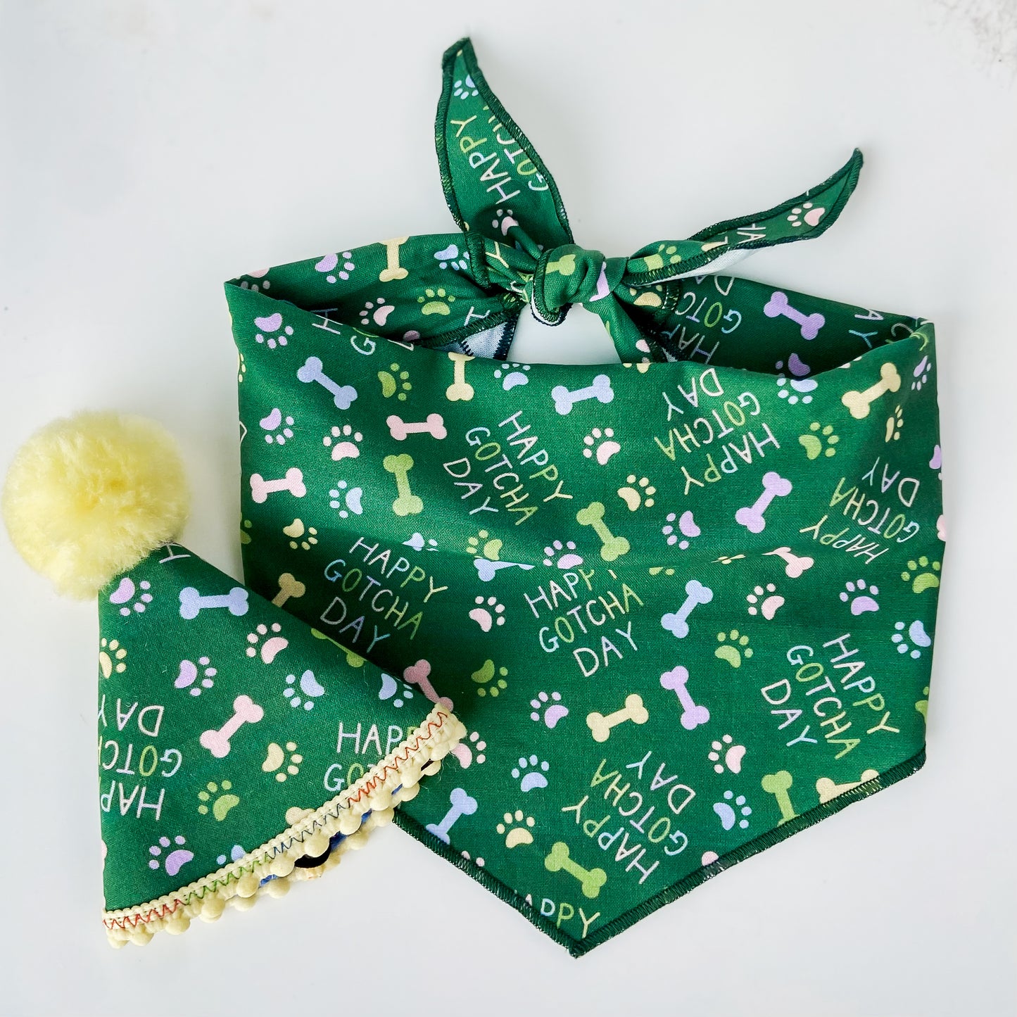 Happy Gotcha Day! Dog birthday bandana with paws and bones gender neutral