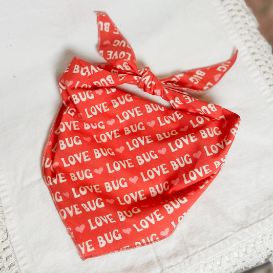 Love Bug red dog valentine bandana pet accessory