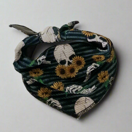 Sunflowers and skeletons dog bandana pet accessory