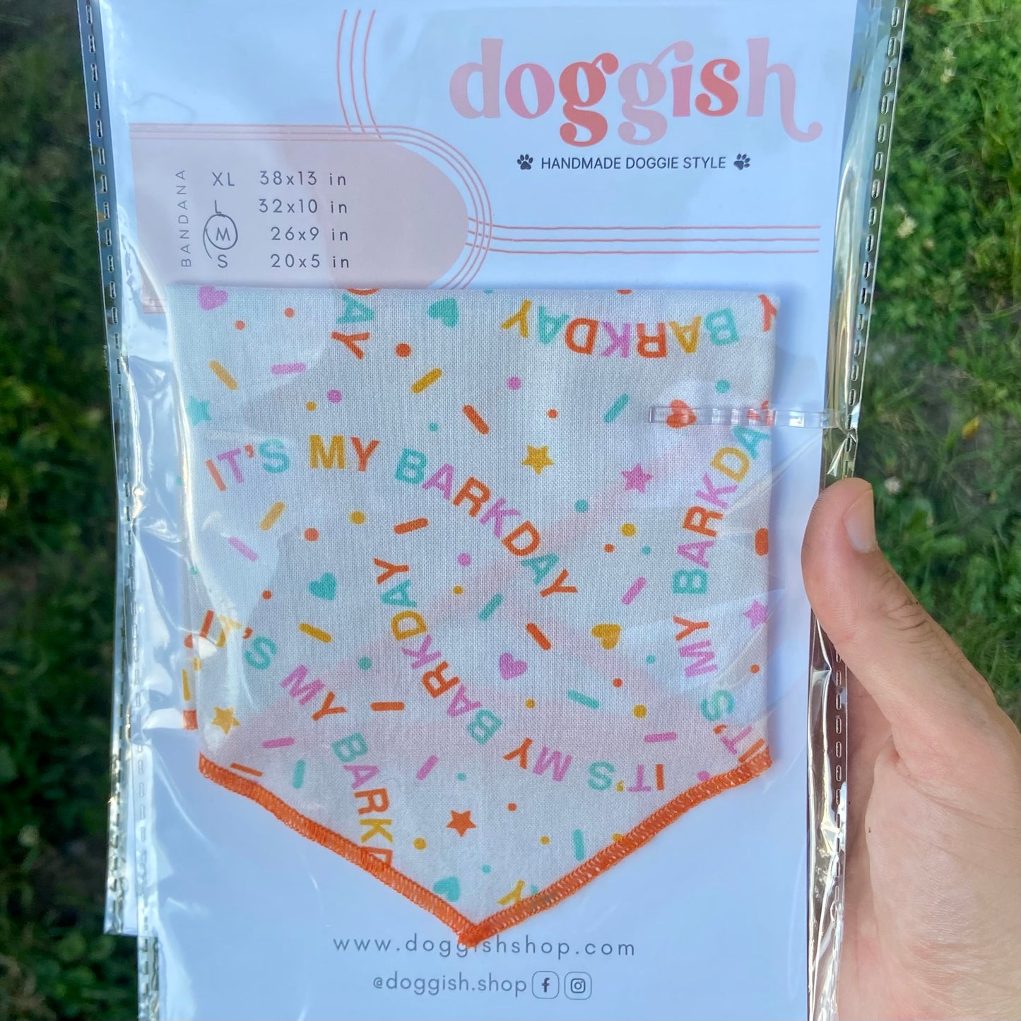 It’s My Barkday sprinkles dog birthday bandana with colorful text