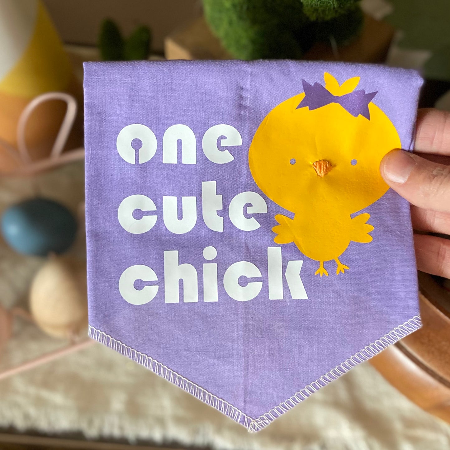 One cute chick embroidered Easter dog bandana pet accessory