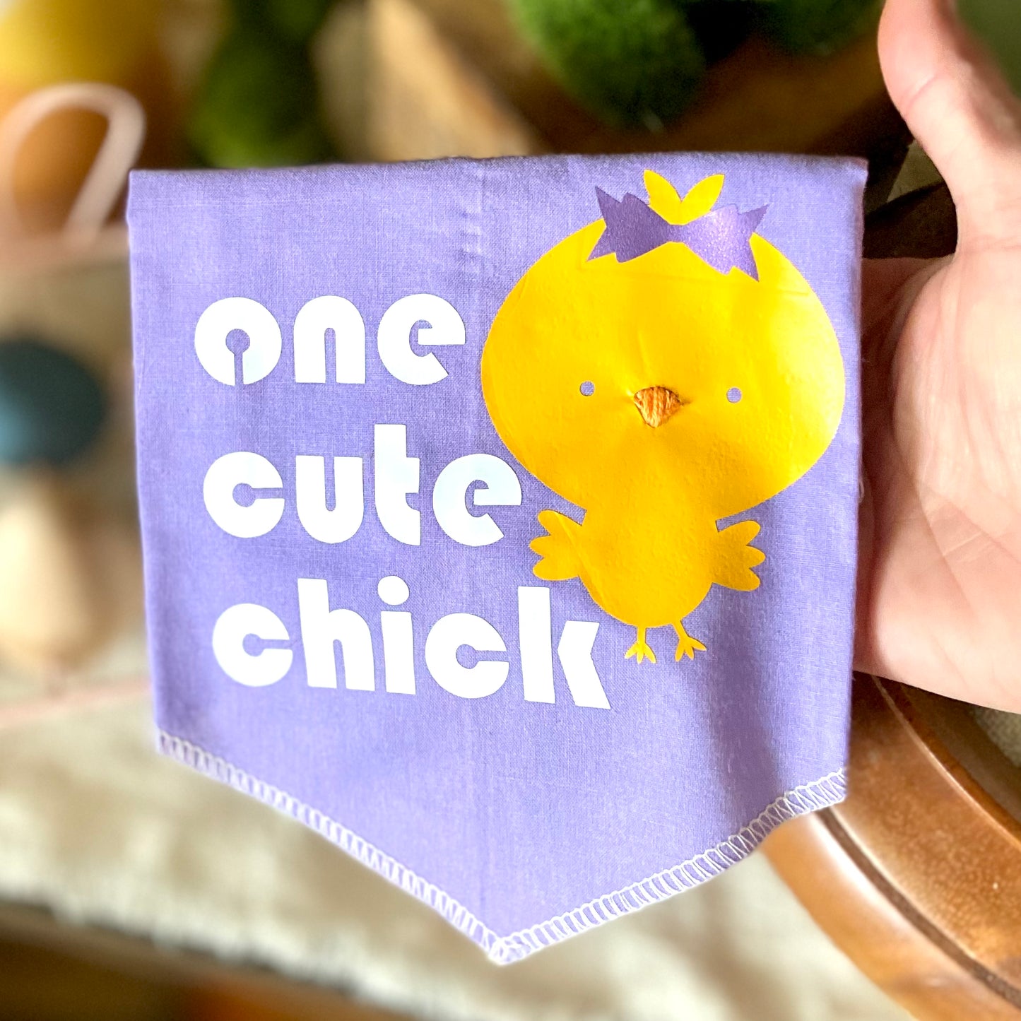 One cute chick embroidered Easter dog bandana pet accessory