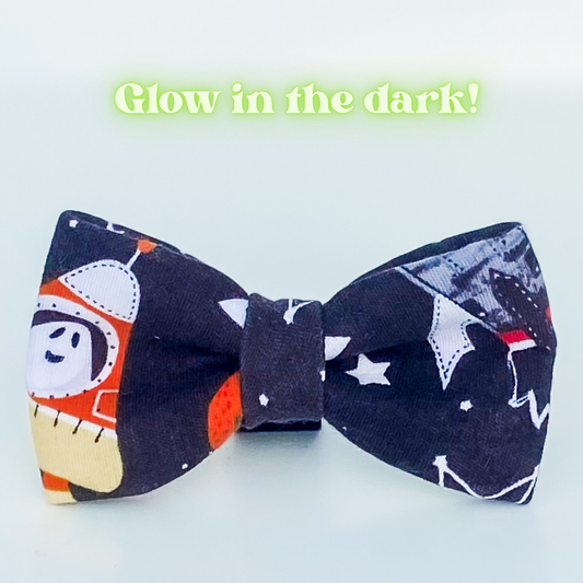 Spooks in space glow in the dark Halloween dog bow accessory