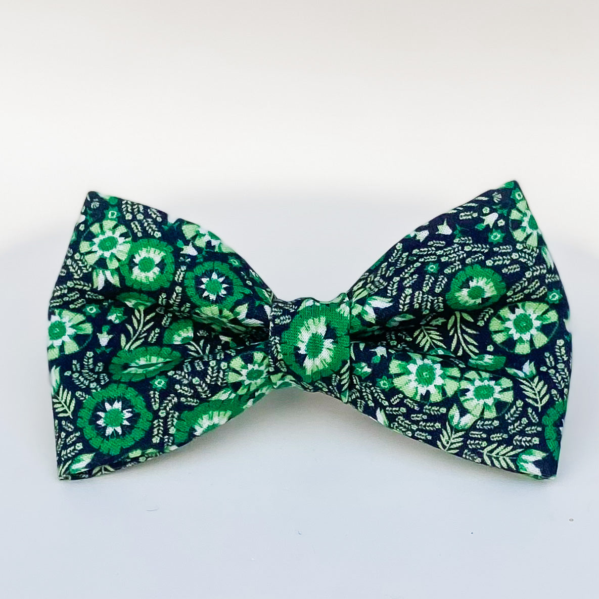 Prairie floral green fall dog bow tie