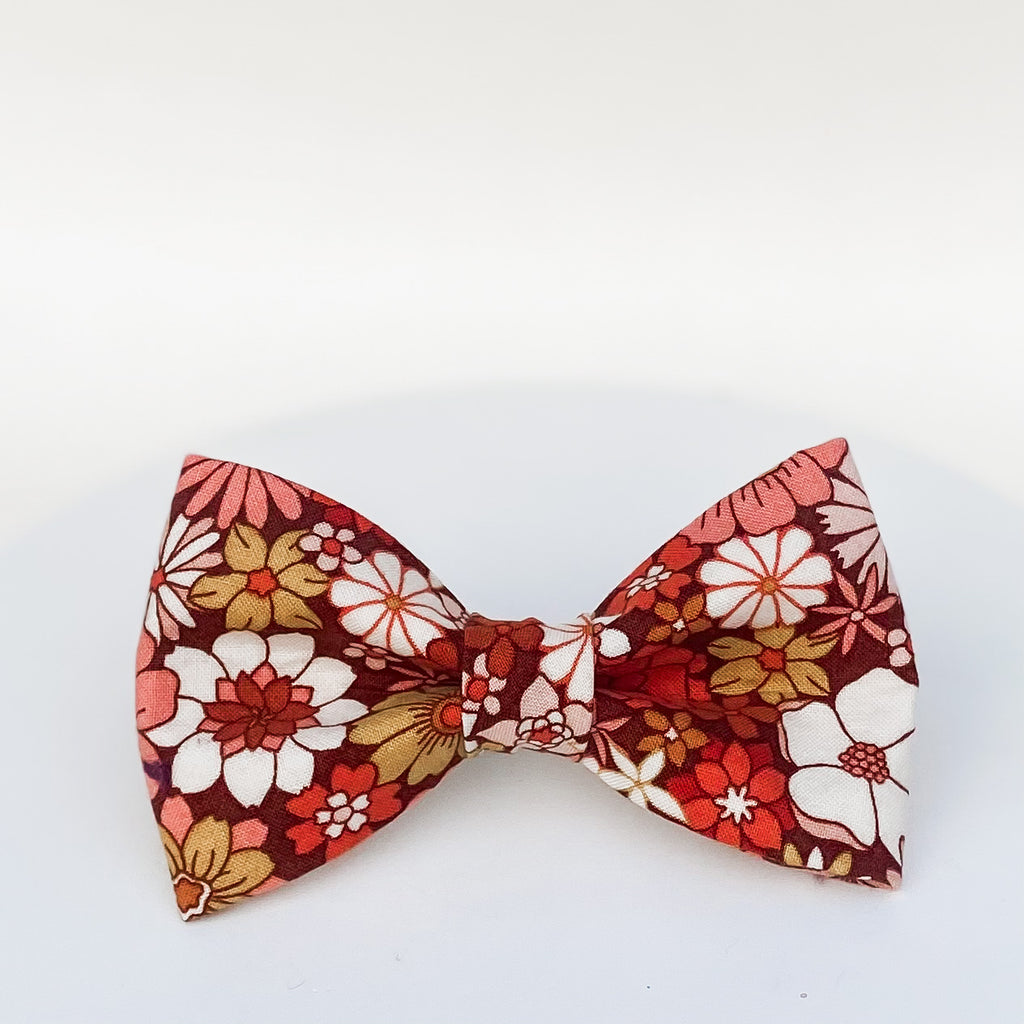 Groovy floral fall dog bow tie