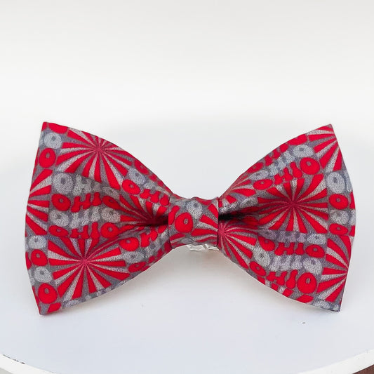Groovy OHIO scarlet and gray dog bow tie
