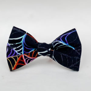 Colorful spider webs Halloween dog bow tie pet accessory