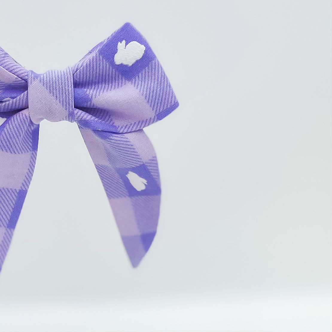Easter bunny dog sailor bow on purple plaid gingham