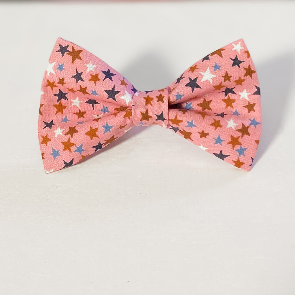 Pink retro stars dog bow tie pet accessory
