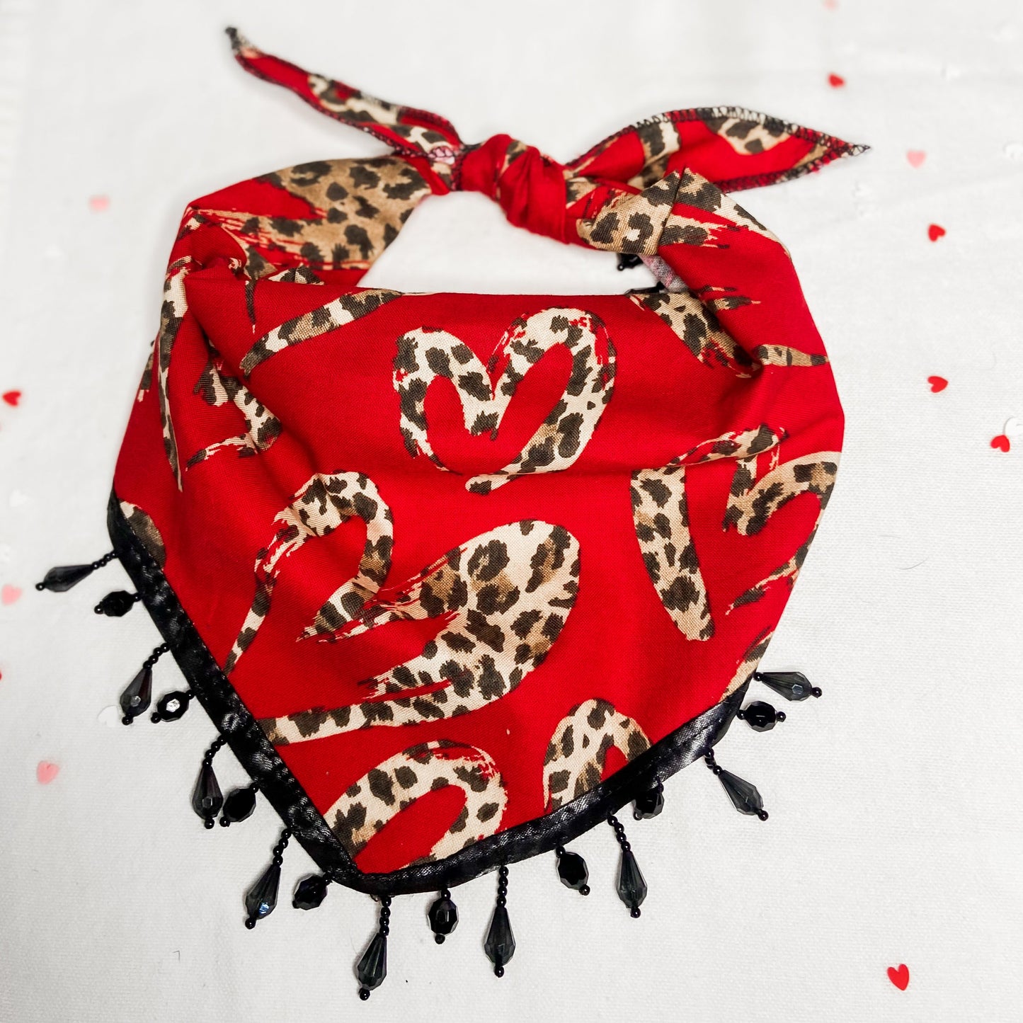 Wild love Valentine's red cheetah hearts dog bandana