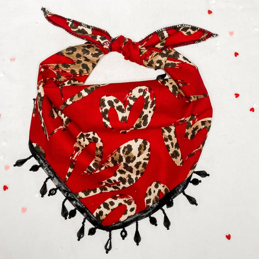 Wild love Valentine's red cheetah hearts dog bandana