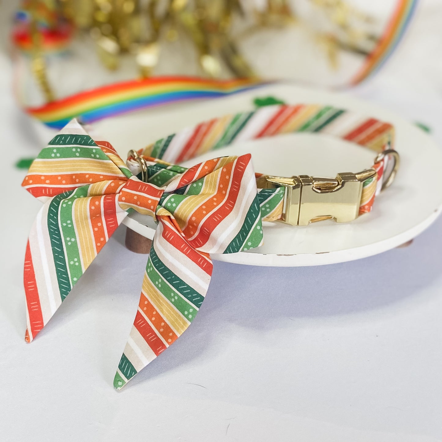 Irish rainbow st patricks day flag sailor dog bow