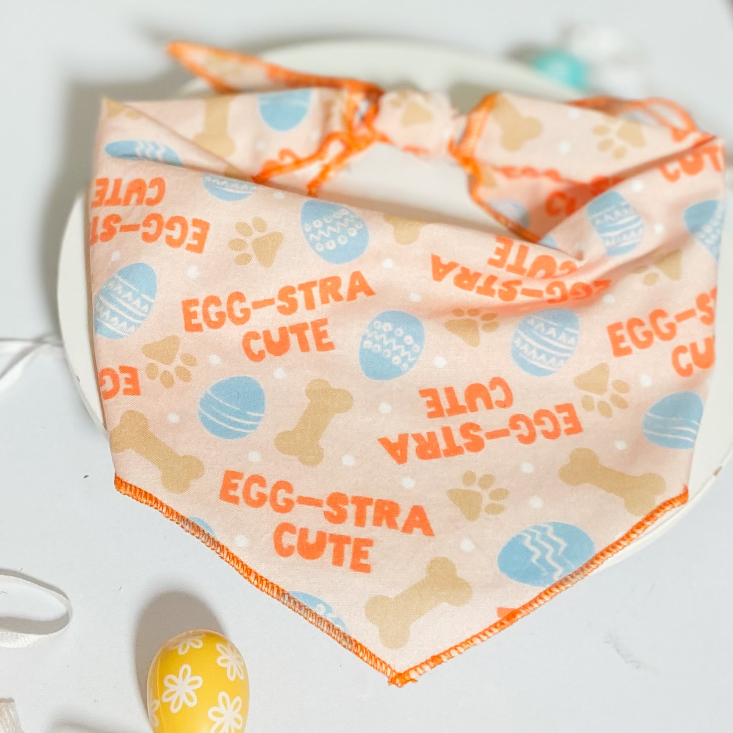 Egg-stra cute peachy Easter dog bandana pet accessory