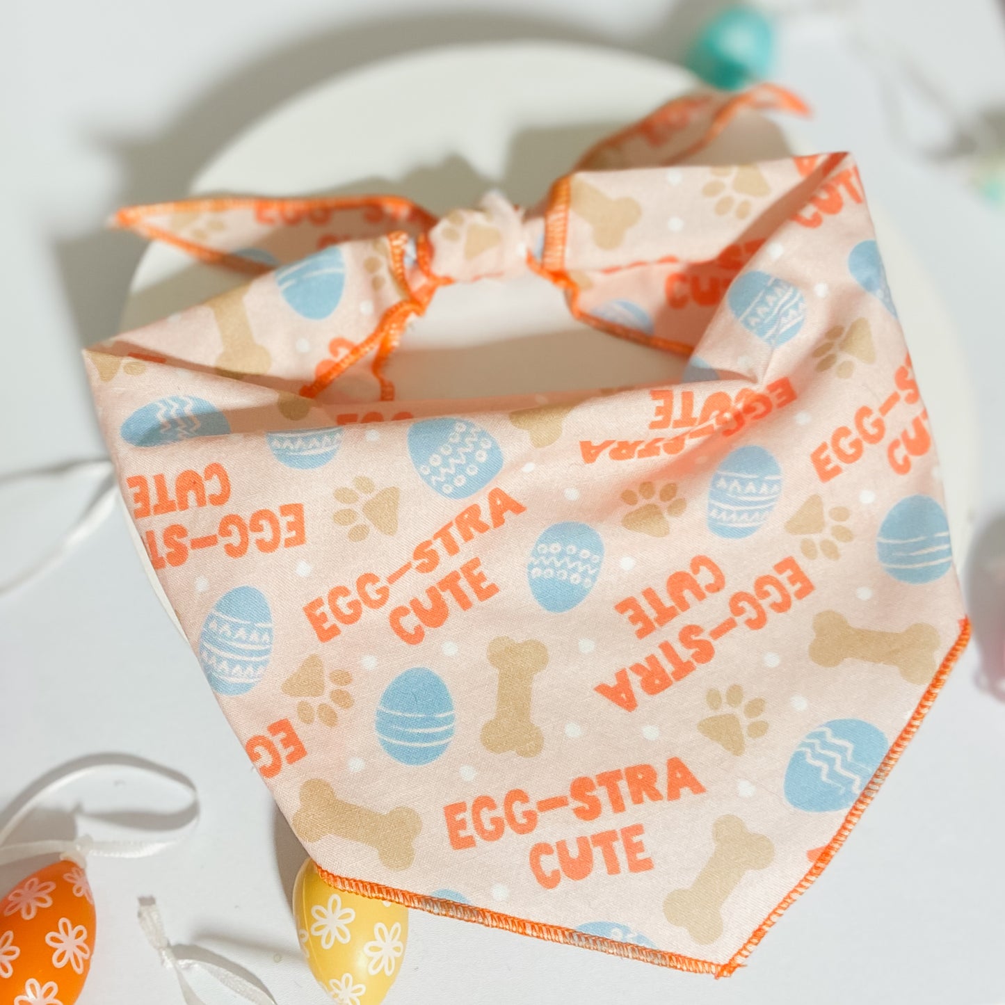 Egg-stra cute peachy Easter dog bandana pet accessory