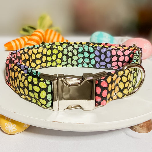 Ready to hunt! rainbow Easter egg dog collar