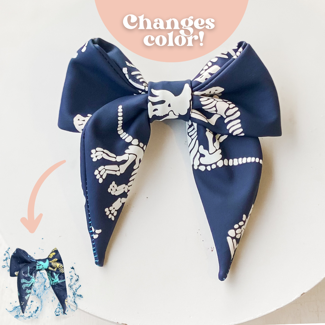 Waterproof color change dinosaurs sailor dog bow accessory