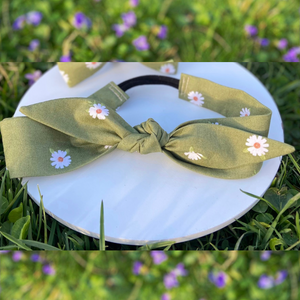 Boho daisies top-knot headband
