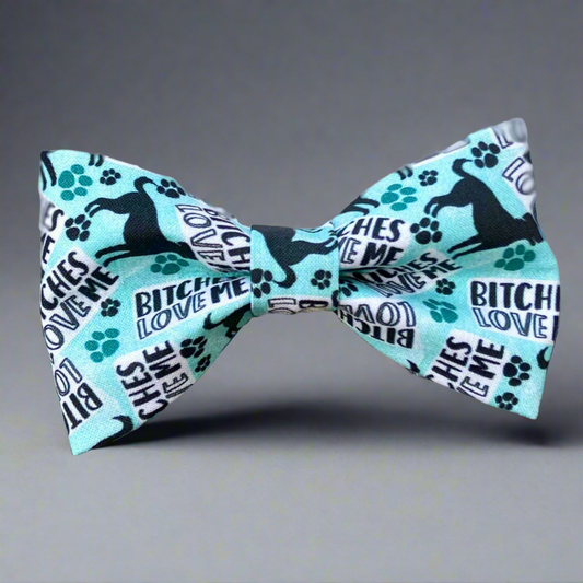 Bitches love me dog bow sweary pet accessory