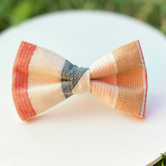 Peach gauze dog bow tie pet accessory