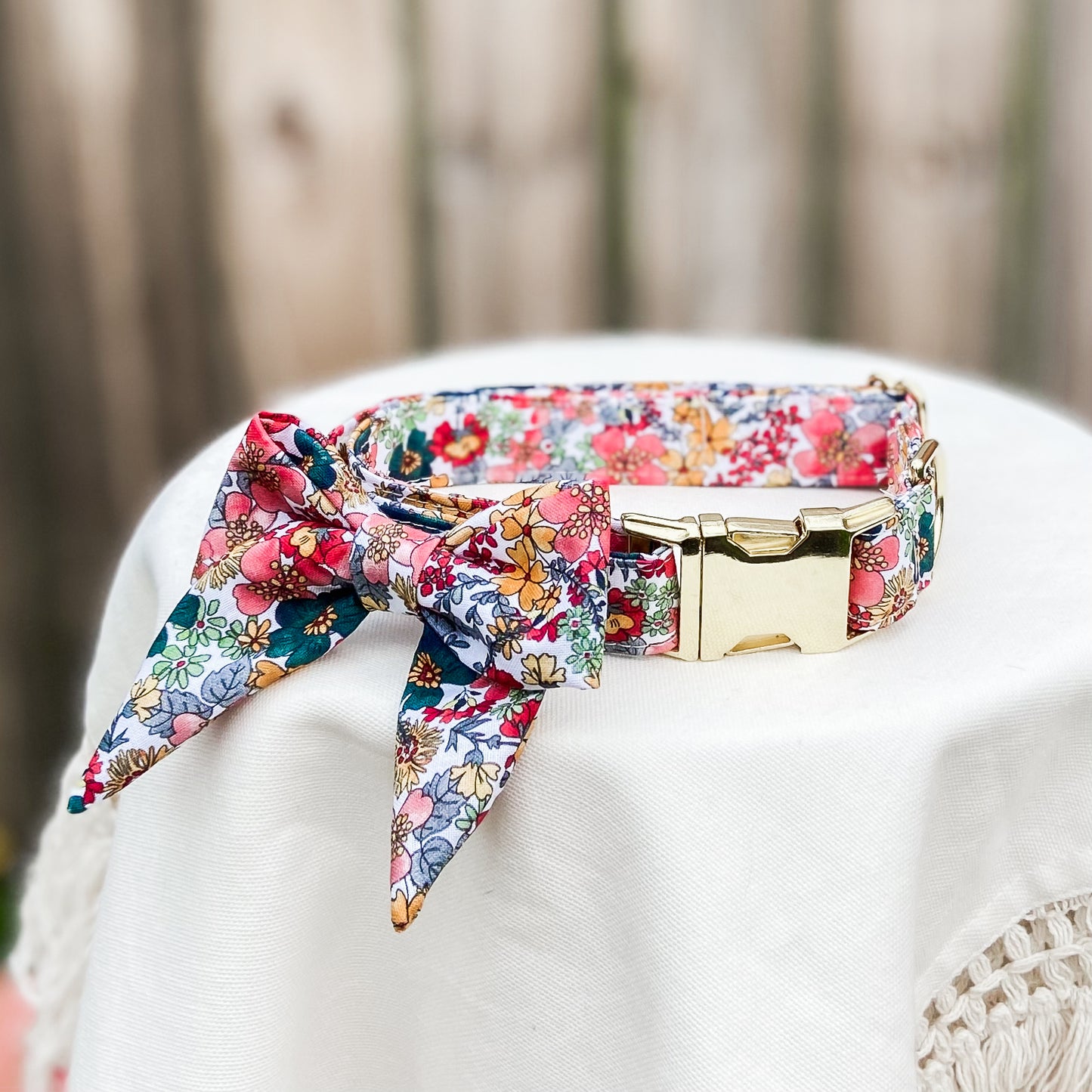 Vintage inspired floral sailor dog bow