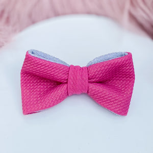 Barbie pink and silver shimmery dog bow tie pet accessory