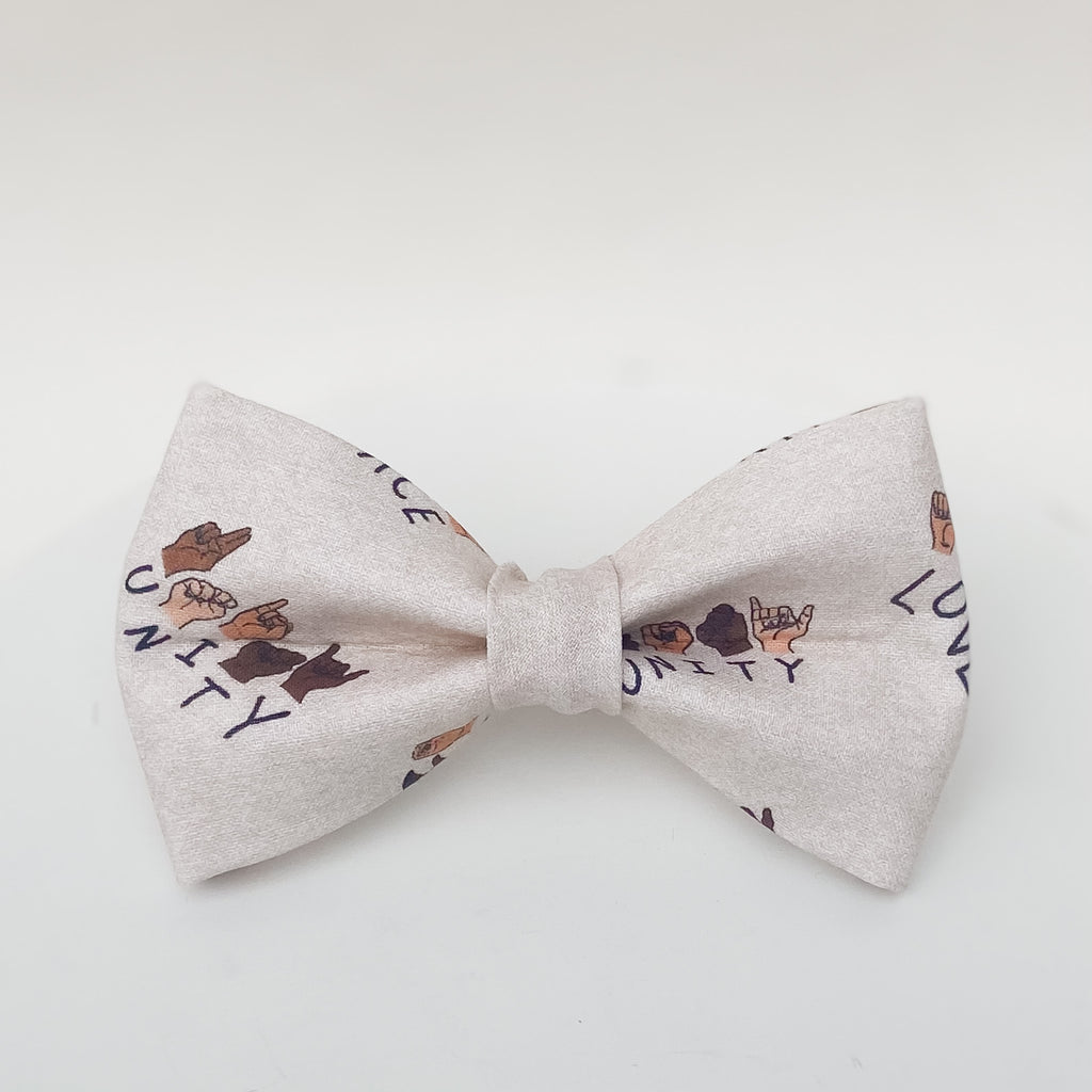 Inclusive Love Peace Unity dog bow tie pet accessory
