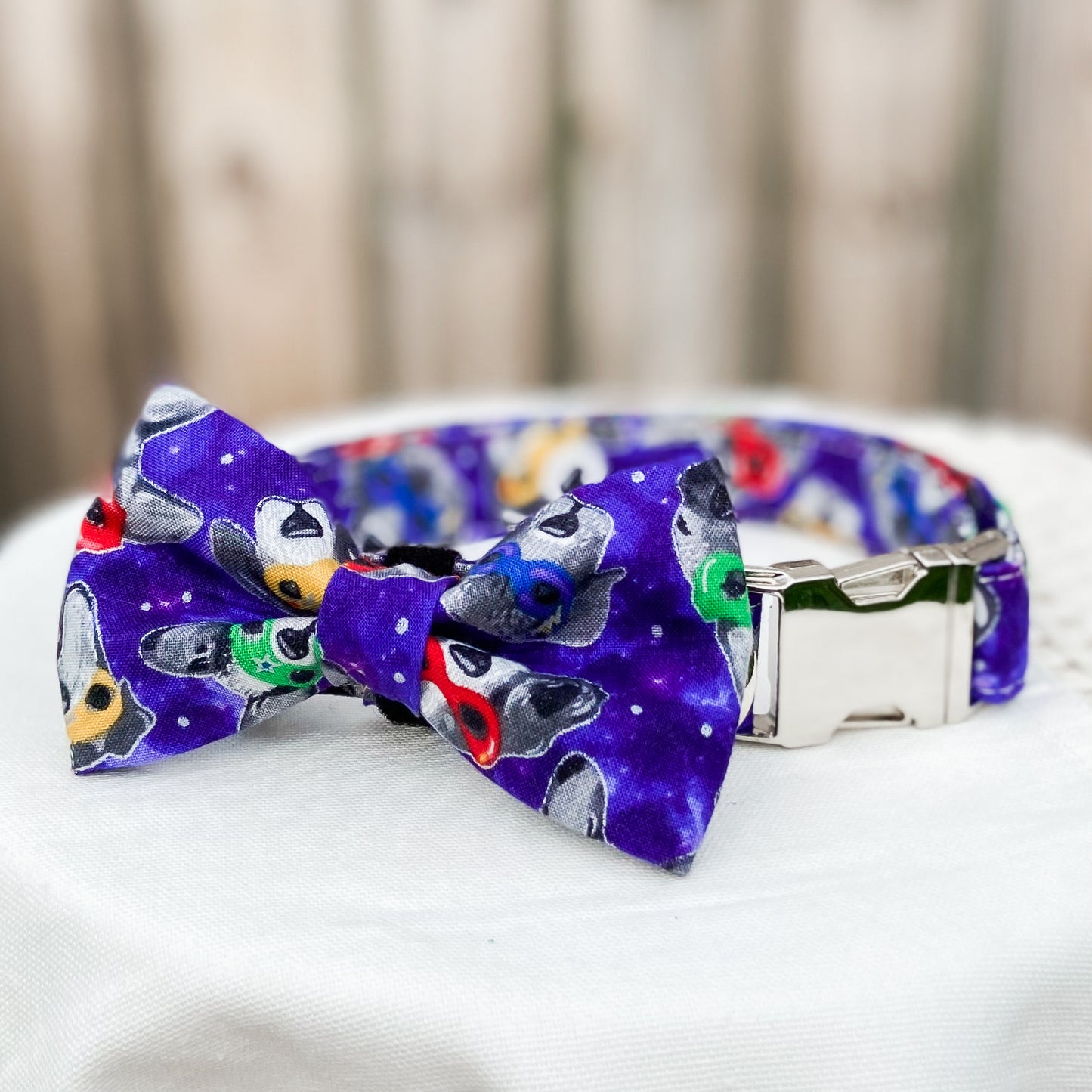 Superdog! galaxy dog bow