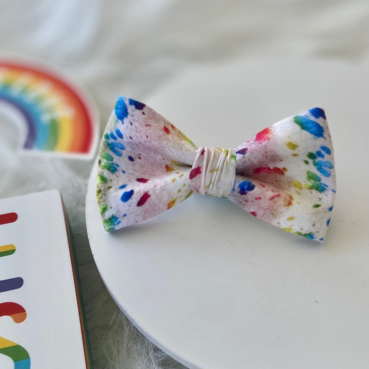 Rainbow acid wash dog bow for PRIDE