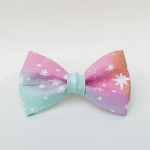 Pastel galaxy swirl dog bow tie pet accessory